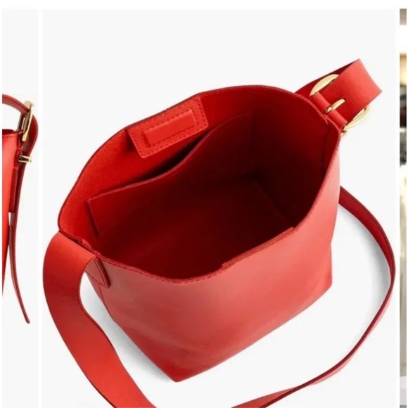 Madewell The Essential Mini Bucket Tote- Red Leather Shoulder Bag - Picture 7 of 9